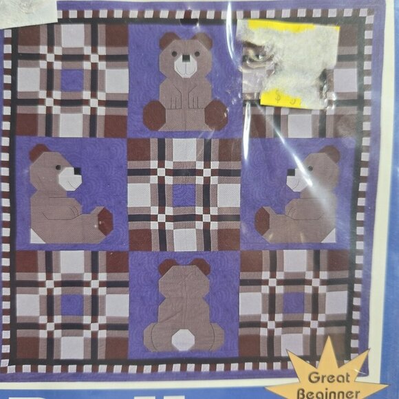 Lot Of 3 Vintage Quilting Patterns Cabin Cottage Themed Bears Quilt New - Picture 8 of 10